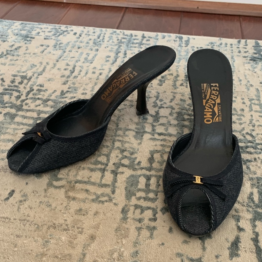 Salvatore Ferragamo Navy Heels